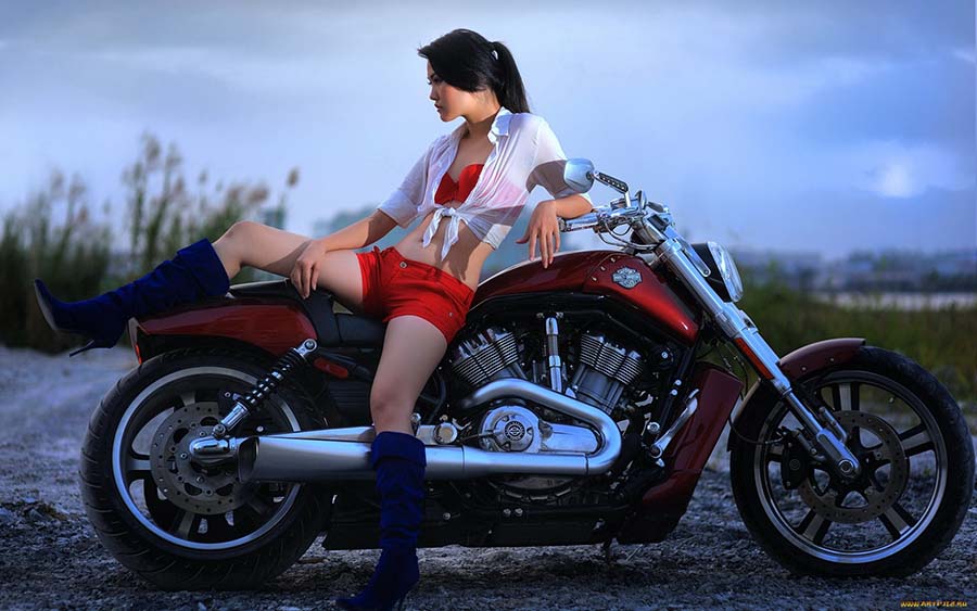 Beautiful girls and motorcycles in South Tarawa